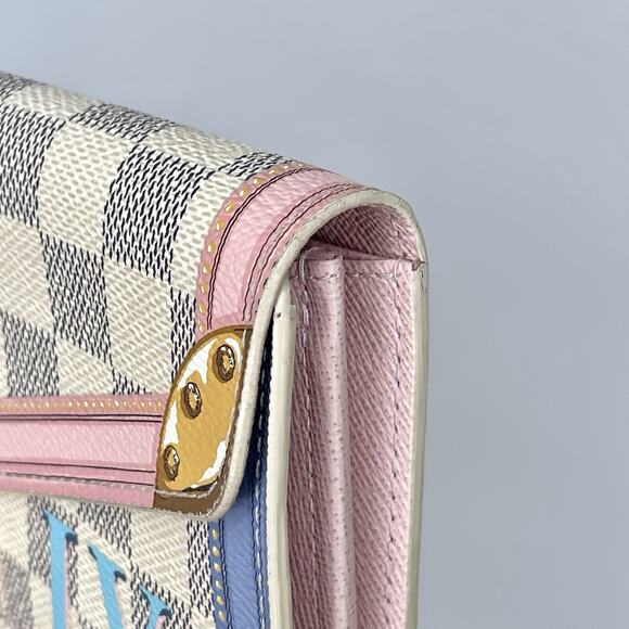 Louis Vuitton Damier Azur Summer Trunk Portefeuille Sarah Long Wallet - Picture 5 of 16